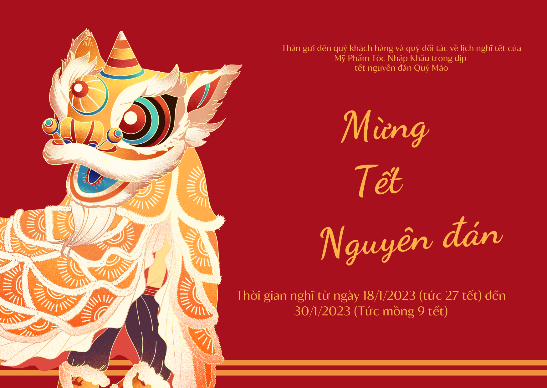 Thông báo lịch nghĩ tết nguyên đán Quý Mão