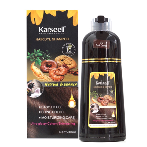 DẦU GỘI KARSEELL HAIR DYE PHỦ BẠC MÀU NÂU 500ML