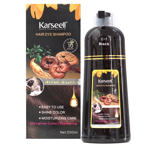 DẦU GỘI KARSEELL HAIR DYE PHỦ BẠC MÀU ĐEN 500ML