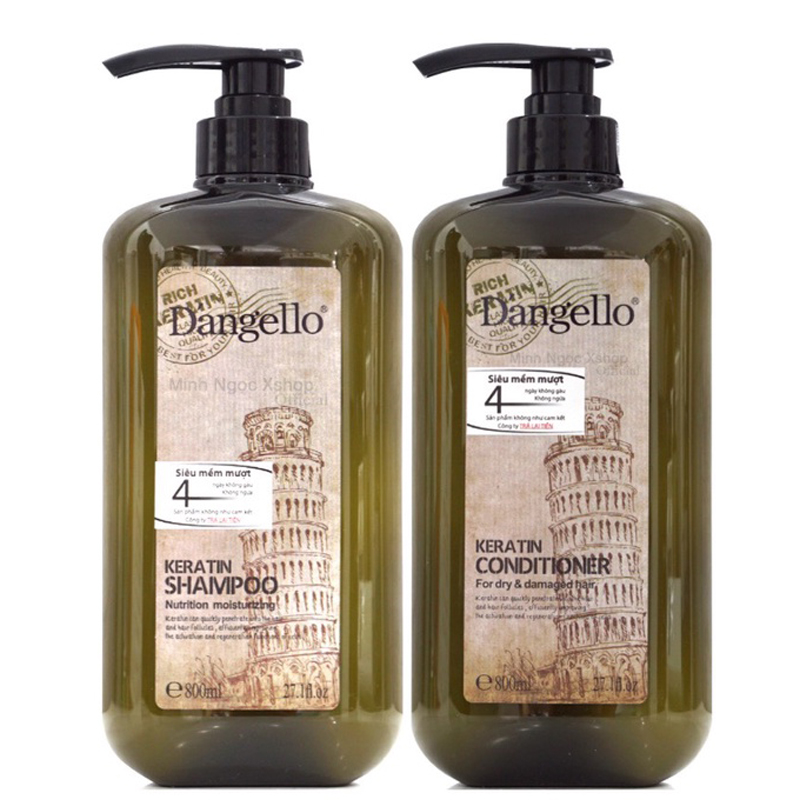 DẦU GỘI XẢ KERATIN DANGELLO SIÊU MƯỢT 800ML