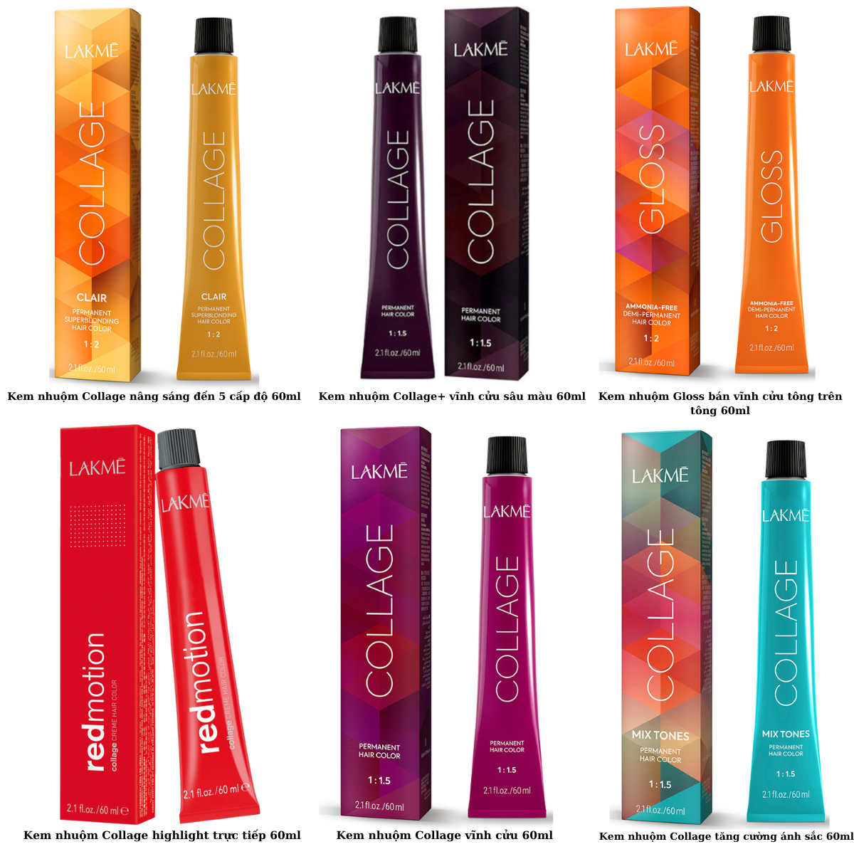 THUỐC NHUỘM TÓC LAKME COLLAGE TUBO 60ML