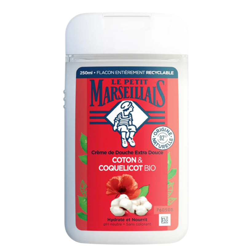 Sữa tắm Le Petit Marseillais 92% hữu cơ chiết xuất hương bông và hoa anh túc 250ml