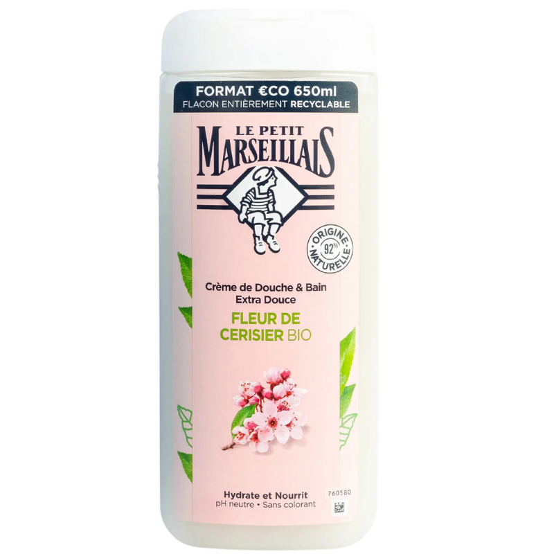 Sữa tắm Le Petit Marseillais 92% hữu cơ chiết xuất hoa anh đào 650ml