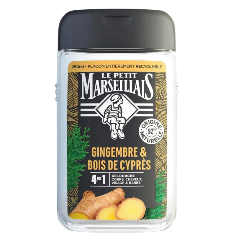 Sữa tắm Le Petit Marseillais 92% hữu cơ 4in1 hương gừng và gỗ bách 250ml